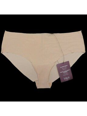 True Women Plus Size 1X Body Hipster Solid Beige Laser Cut Panty Underwear NEW